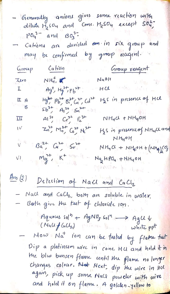 - Generally anions gives some reaction with dilute H, sou and Cone. H₂ Sou except sout 1704 and 30,97 - Cations are devicled