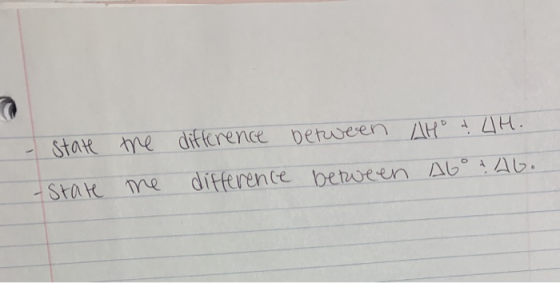 state -state the the difference between difference between AH° Į UH. Abo & Ab.