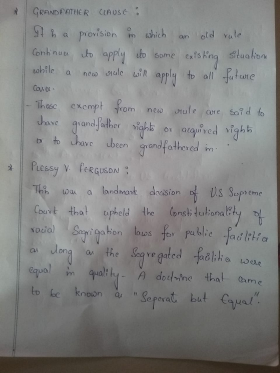 GRANDFATHER CAUSC : It ha provision in which an old rule Continues to apply to some existing situation while a new rule will