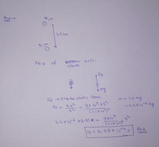 Aw Cm Vn FBD of batom ball: q bo Ve FE Fe →E-lee too static frece k2x10-GXg.glk= gXlog 0 レ Clx6)