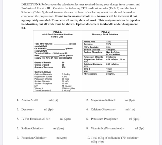 DIRECTIONS: Reflect upon the calculation lectures received during your dosage from courses, and Professional Practice III. Co