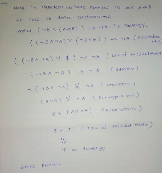 Hese in hepotheste we have Premises and AI need deve Conelution A B VT C Law of excluded e) ル Hene Provad