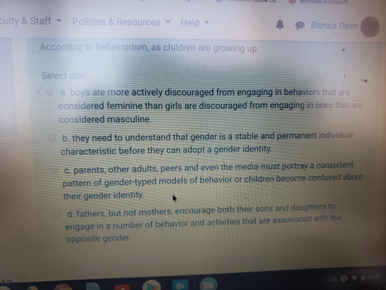 HIDUUSILDOURCE... Wernicke-Korsakoff... culty & Staff - Policies & Resources - Help Bianca Dean According to behaviorism, as