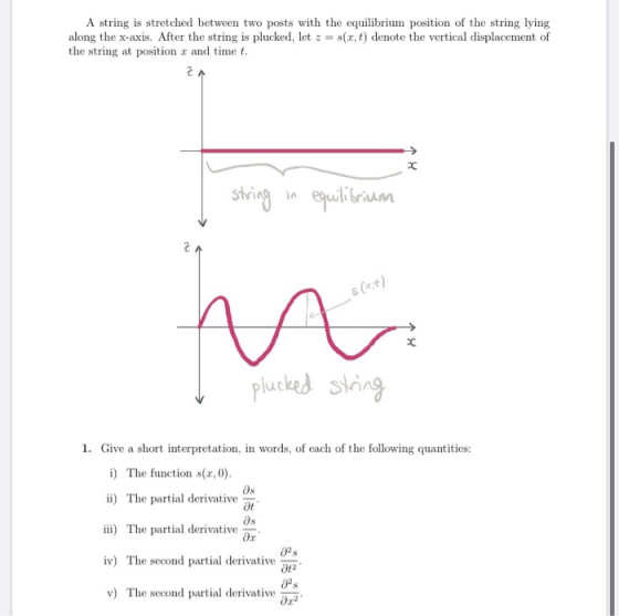 A string is stretched between two posts with the equilibrium position of the string lying along the x-axis. After the string