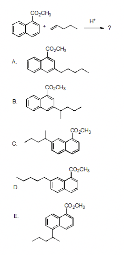 CO2CH3 H ÇO2CH3 A. CO2CH3 B. con COCH3 C. CO2CH3 D. CO2CH3 E.