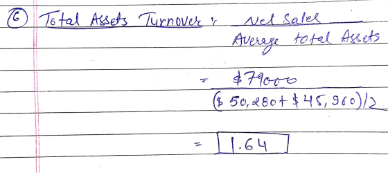 6 Total Assets Turnover Net Average Sales total Assets a $99000 3 50,80+ $ 45,960)/2 11.64 I
