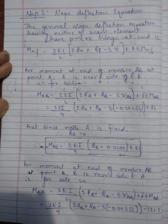 Step 3 slope deflection Equation The general slope deflection equation having neither of beam element I have pintor 2 E1 (2 d