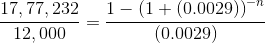 17.77.232 | 12,000 1-(1+ (0.00291) - (0.0029)