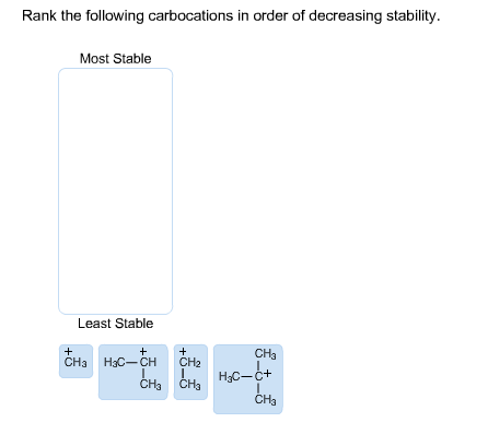 Rank the following carbocations in order of decrea