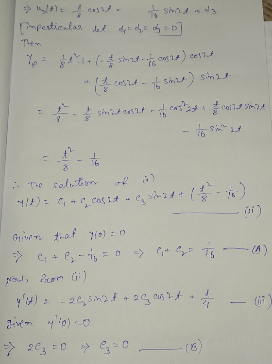 Uy(t) = & count to sinat imperticular let d = d = 2 = 0] Then Ip - & te 1 + (- t sinator -76 cos2t) cost To sinre) since t co