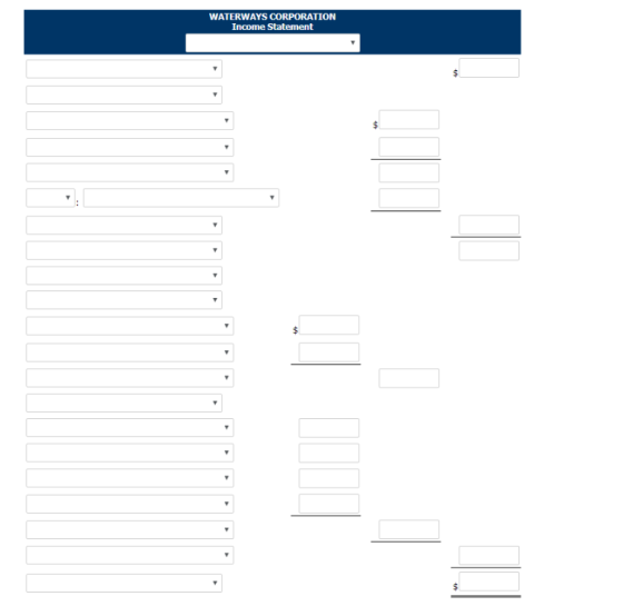 WATERWAYS CORPORATION Income Statement