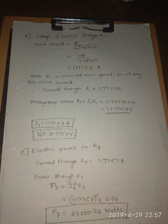 Voltage f current Total urrent hnym Ri O2- Since R, İS connec. fed nest grund , tt will com Vol tage.d Vf= 11-7757V cJ Electi