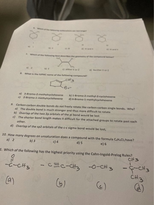 Other Nether What is the TUPAC name of the following compound? -CH3 a) 3-Bromo-2-methylcyclohexene 2-Bromo-1-methylcyclohexen