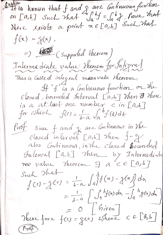 Sushin known that f and are Continuous function on [a, b] Such that Ap of = Saby. Prove that There exists a point ae[a, b] Su