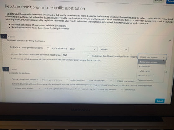 Reaction conditions in nucleophilic substitution The distinct differences in the factors affecting the S2 and Syy1 mechanisms