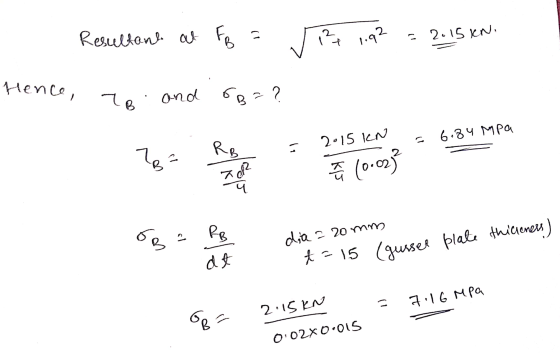 u Resultant at FB + 1.92 = 2.15 In. Hence, TB and GB=? 6.84 Mpa D RB 2.15 IN lo 2B² FOR ã (0-02) de RB dia a 20 mm t=15 (guss