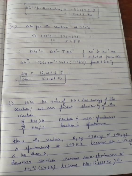 ohol for the reaction) = -33037.2 J - 33.037 kJ > DG for the reaction at 295% 12 275 °C - 275+273 5 48K DG DHRT oso ohid Aso