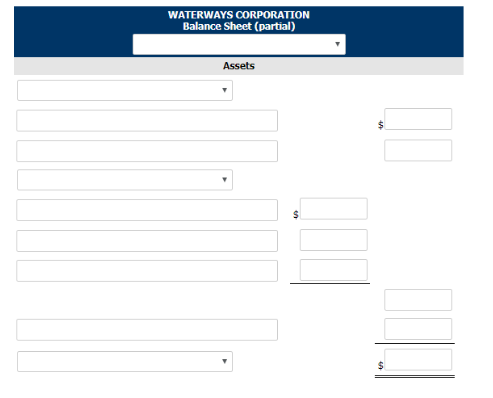 WATERWAYS CORPORATION Balance Sheet (partial) Assets