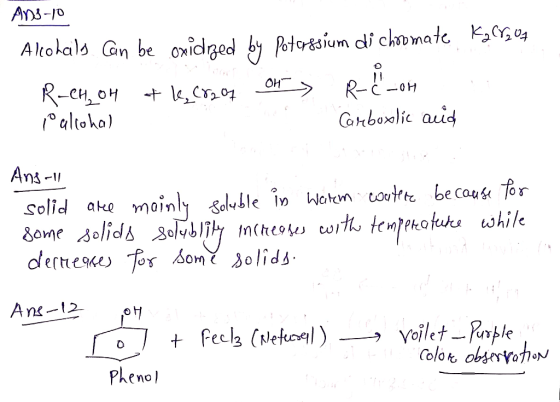 Ans-o Ato als Gn be oxidged by Potoresium di chomate KC RE Carboxlic auid R-CH, 0H lk,Cr201 altoho OH -0H Ans- moinly saluble