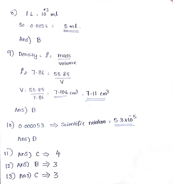 So o o0SL5 Ans) B nsity tc, - j ass Volume 7 1-86 55.85 V: 55851.06 1.1l ? Ans) B Ans) D