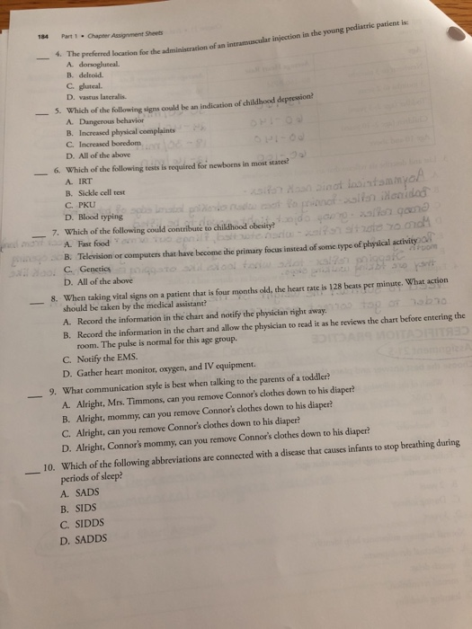 a cation for the administration of an intramuscular injection in the young pediatric patient is 184 Part 1 Chapter Assignment