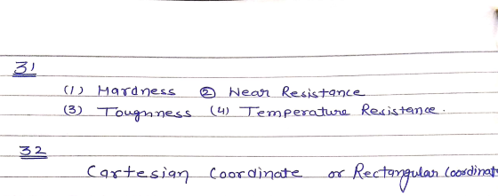 3 (1) Hardness Wear Resistance (4) Temperature Resistance. (3) Toughness 32 Cartesian Coordinate Rectangular Coordinat