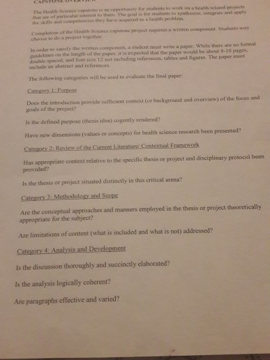 The Healıh Seience capstome s an opportunity foe shadents to work on a beath relaod proets that are of paniculas itest to the