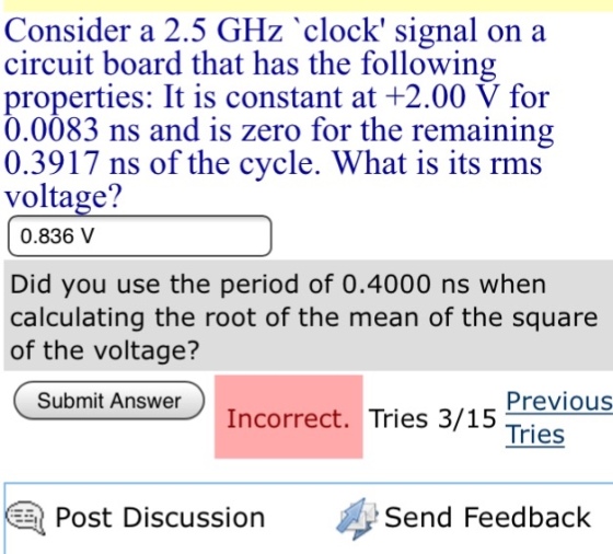 Consider a 2.5 GHz 'clock' signal on a circuit boa