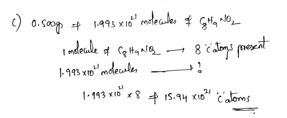C) O. soog of 1993 xió molecules # GHANOL i molecule of Cg Hanlą - 8 catons present 1.993 x10+ molecules ? 11993 x 10 x 8 &