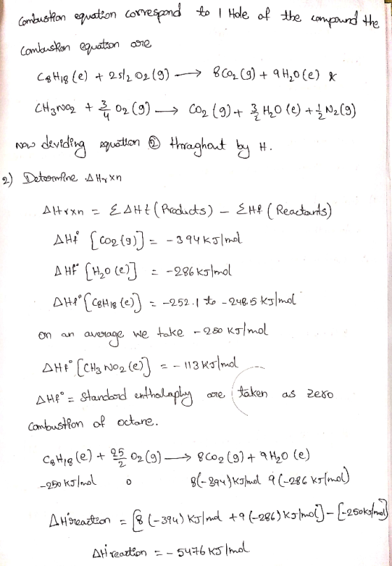 combustion equation correspond to I Hole of the compound the combuskon equation are Cg Eng (e) + 2 sl, O2 (9) > 80, (3) + 4 H