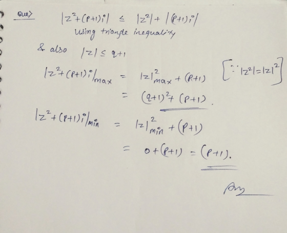 Que> & also (2²+ (p+1); 1 = 12²/+ | P+1);/ using triangle inequality /2/5q+1 Izimax + (R+1) = (2+1)²+ (P+1) 12²+ (p+1); max [