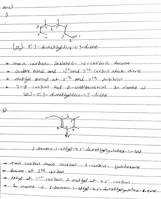 (يمه از ها tz) 5.7- disset byfdeca-) 1-diene mais carbon Skeleton-le-carbas, decane Double bonde and ist and 7th carbon atos