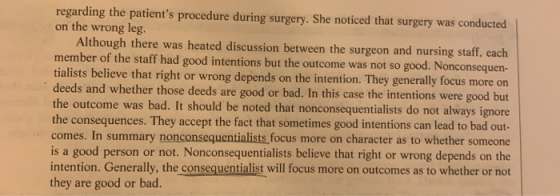 regarding the patients procedure during surgery. She noticed that surgery was conducted on the wrong leg. Although there was