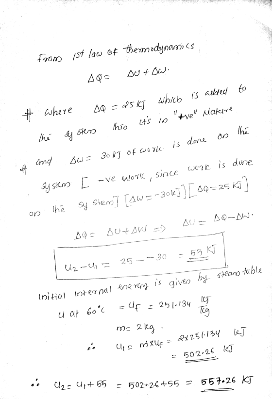 from St law of themodynamics AQ2 Du t ow: which is allded to sQ = where # 25 kJ Its in Thes *ve Naterre The 576m the sy on