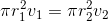\pi r_1^2v_1=\pi r_2^2v_2