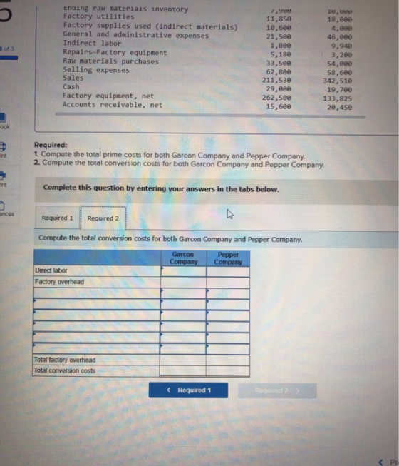 of 3 Enging raw materiais inventory Factory utilities Factory supplies used (indirect materials) General and administrative e