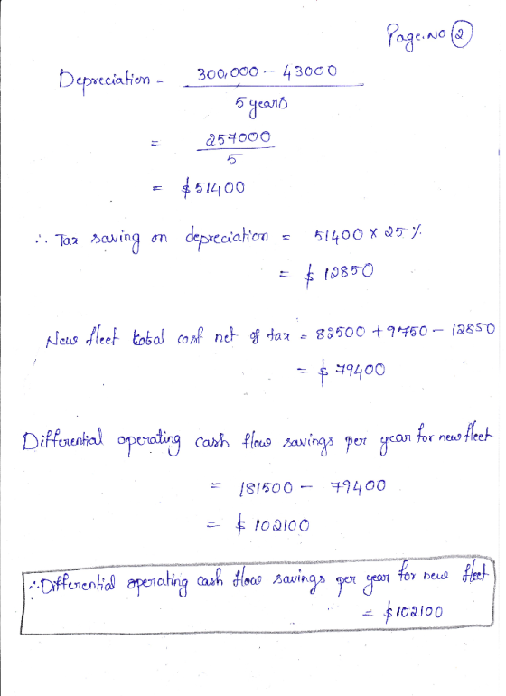 Page No @ Depreciation - 300,000 - 43000 5 years 257000 = $51400 ... Tar saving on depreciation - 51400 X 25% = $ 12850 News