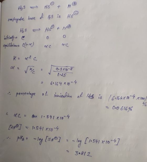 ths - HBO & A confugake base of 43 is HS Hes - HSO & NO equilibrium e(1-x) xc ac k: w2 с 42 = 905810-8 - 6.164*10-4 & percent