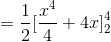 =\frac{1}{2}[\frac{x^4}{4}+4x]_{2}^{4}