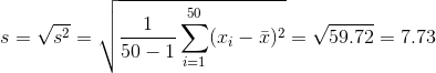 50 50-1 〉 (zi-2)2 = V59.72 = 7.73 S-