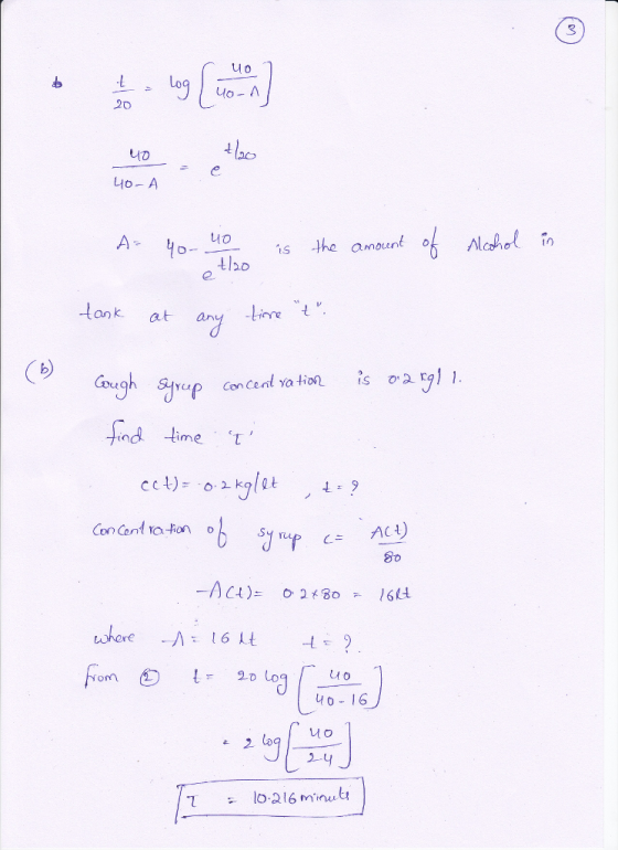 Lo 20 YD is the amount 20 e. tank at any ti ard GsughCon Ced fnd time Con Cont raton o 8o here A 16 L om o 16 T lo 216 minu