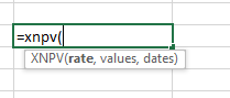 =xnpvl XNPV(rate, values, dates)