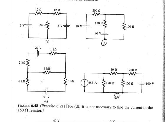12 S2 12 S2 w 2002 ma 6v+ 241 34+ 10v- 1002 (a) lat い 4 ks 50 2 250 2 6 kať 3 kl 0.5A 1500 1000 + 100 v - 30 V (c) FIGURE 6.4