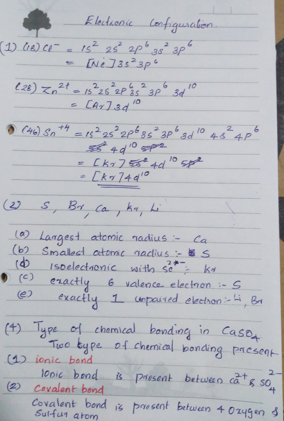 Electronic configuration -1) (18) co = 15² 25² 2p% 38² 3p6 = [Ne ] 33²3po (28) Z0 24 = 15² 25 21 8 3 5 300 3010 = [Ar]3d0 0 (