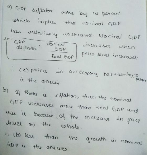 ohich impli the nomial GOP GDP Real GDP b)斗thogu u intahan, then the nominal thu u becoue at the in aave in pico