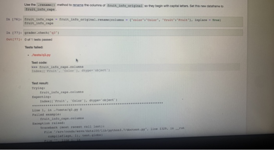 Use the rename() method to rename the columns of fruit_info_original so they begin with capital letters. Set this new datafra