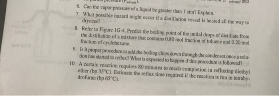 p rsolvent) 6. Can the vapor pressure of a liquid be greater than 1 atm? Explain. 7. What possible hazard might occur if a di
