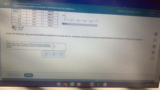O REGRESSION AND CORRELATION Computing the sample correlation coefficient and the coefficien... 1.6 2325 2694.60 179 222.9 39