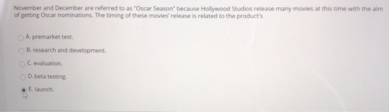 November and December are referred to as Oscar Season because Hollywood Studios release many movies at this time with the a