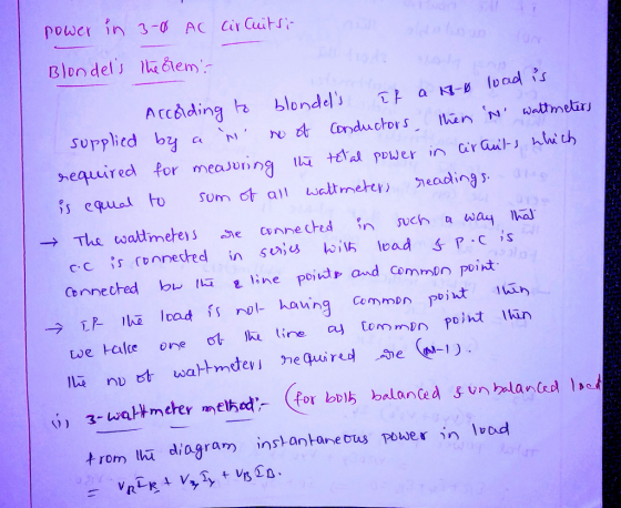 power pn 3-5 AC Cir GuiH:- o n equired for measuring ik telak power ir、 Ciran-J hhi s equat to Som leadings Cb nnected bw15 e line poivdp and Common point urch meher method- (for bok balan Ced .eun blancol ใ 0) 3 rom dagram instantane ous power in lod